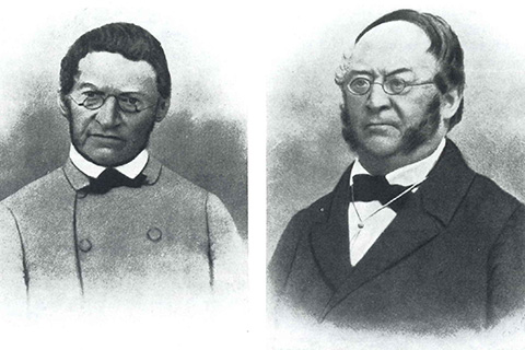 The founders of the Glasfabrik Crengeldanz: On the right, Gustav Müllensiefen (1799 - 1874) and on the left, Theodor Müllensiefen (1802 – 1879).