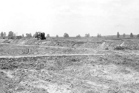 The building ground for the first glassworks in Sandomierz, 1960.